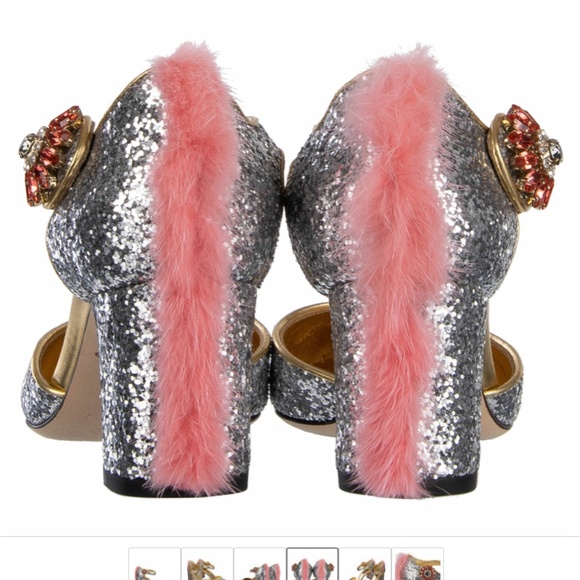 Dolce & Gabbana Pink Sequin Mary Jane Pumps High Heels Shoes